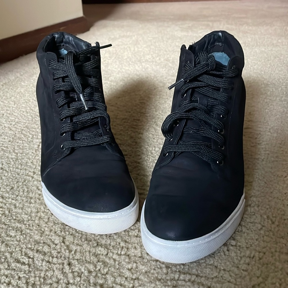 Black High-Top Sneakers with Wedge Sole